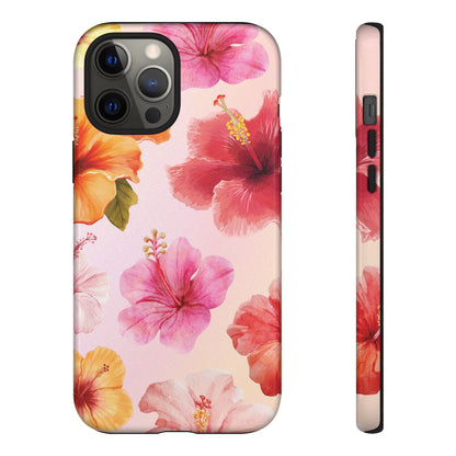 iPhone 12 Pro Max / Glossy Phone Case - ’Pink Hibiscus Pattern #2’ Phone Case