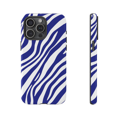 Modern Electric Blue Zebra Print Phone Case