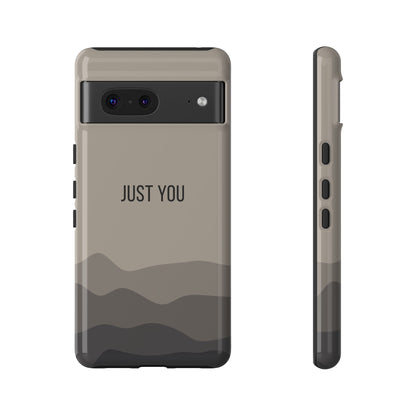 Google Pixel 7 / Glossy Phone Case - Minimalist Beige Waves ’Just You’ Statement Phone Case