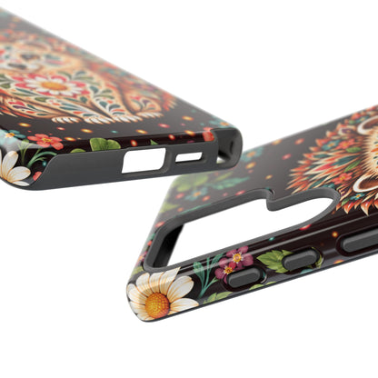 Vibrant Terracotta and Teal Calavera Hedgehog Phone Case - Multicolor Phone Case