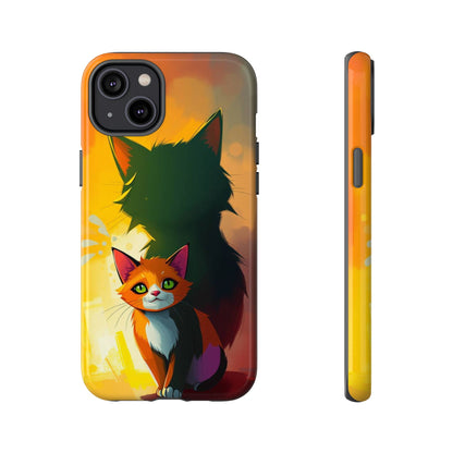 iPhone 14 Plus / Glossy Phone Case - Acrylic Style Shadow Cat Design Phone Case