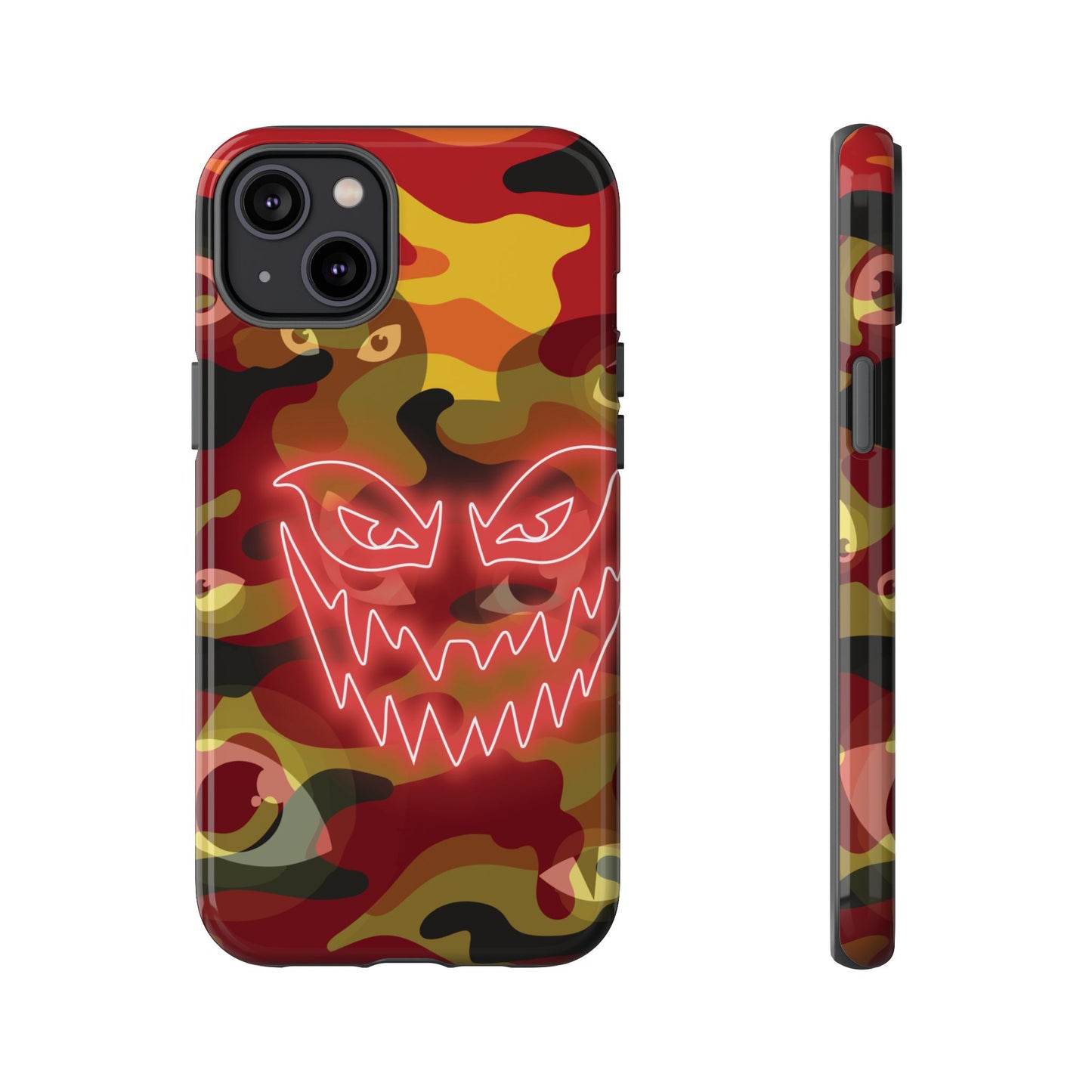Inferno Neon Face Camo Phone Case - Red Phone Case - iPhone 14 Plus / Glossy