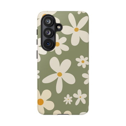 Chic Green Daisy Pattern Phone Case - Green Phone Case - Samsung Galaxy S26 / Glossy