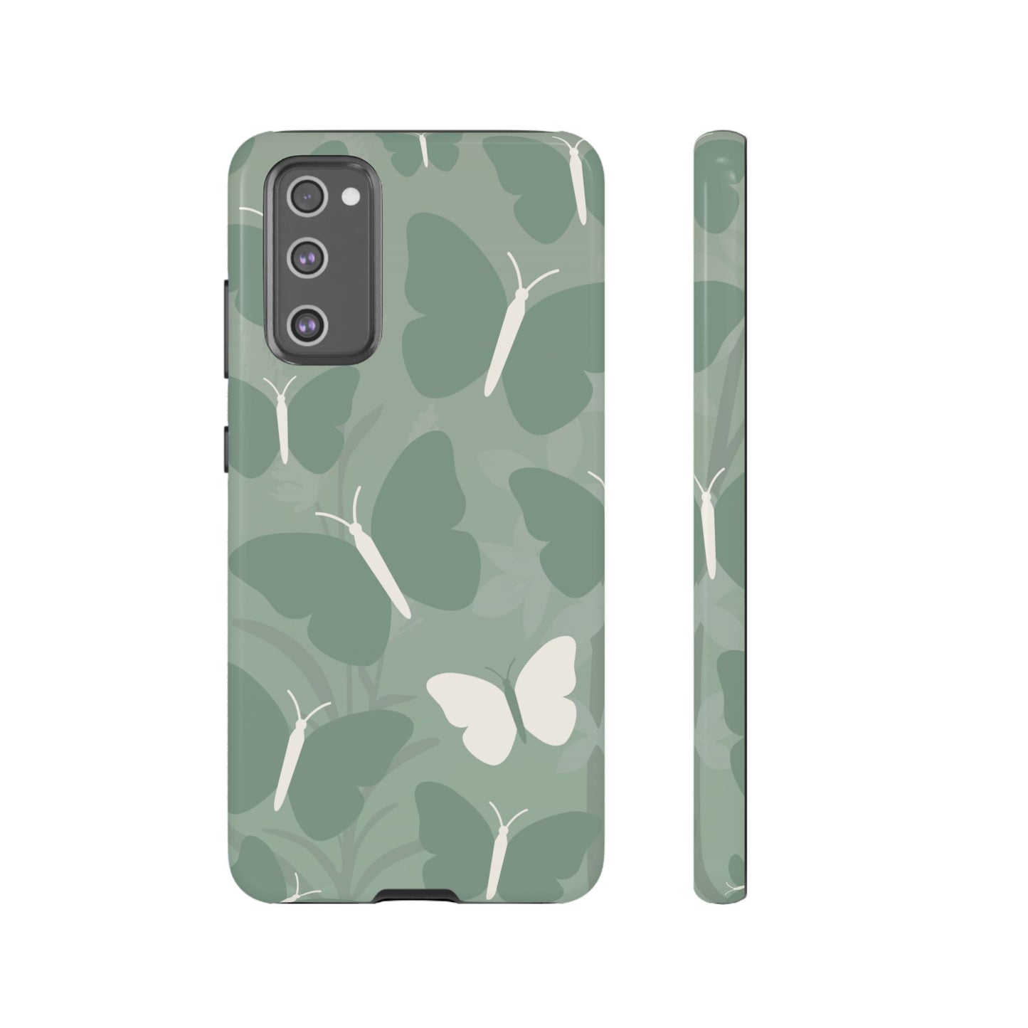 Samsung Galaxy S20 FE / Glossy Phone Case - Minimalist Mint Green Butterfly Pattern Phone Case