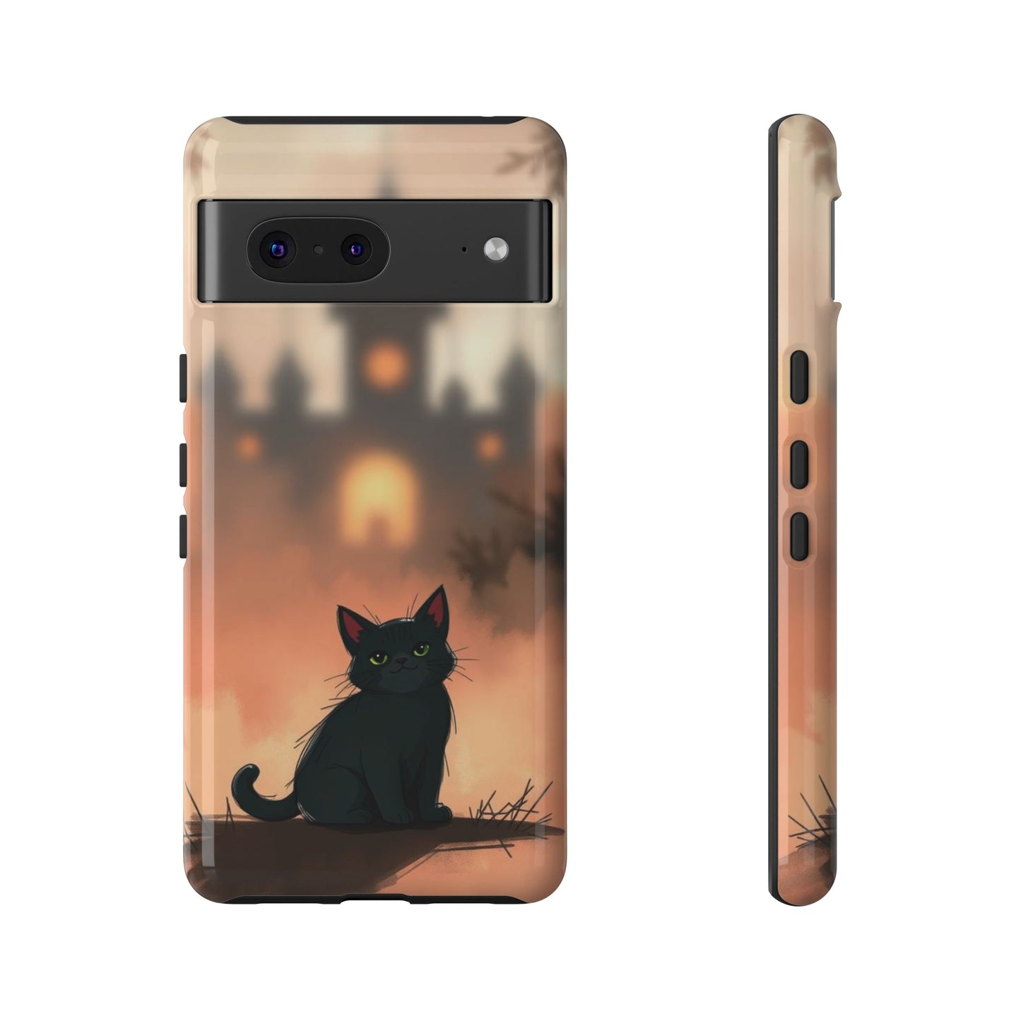 Google Pixel 7 / Glossy Phone Case - Cute Gothic Cat Design Phone Case