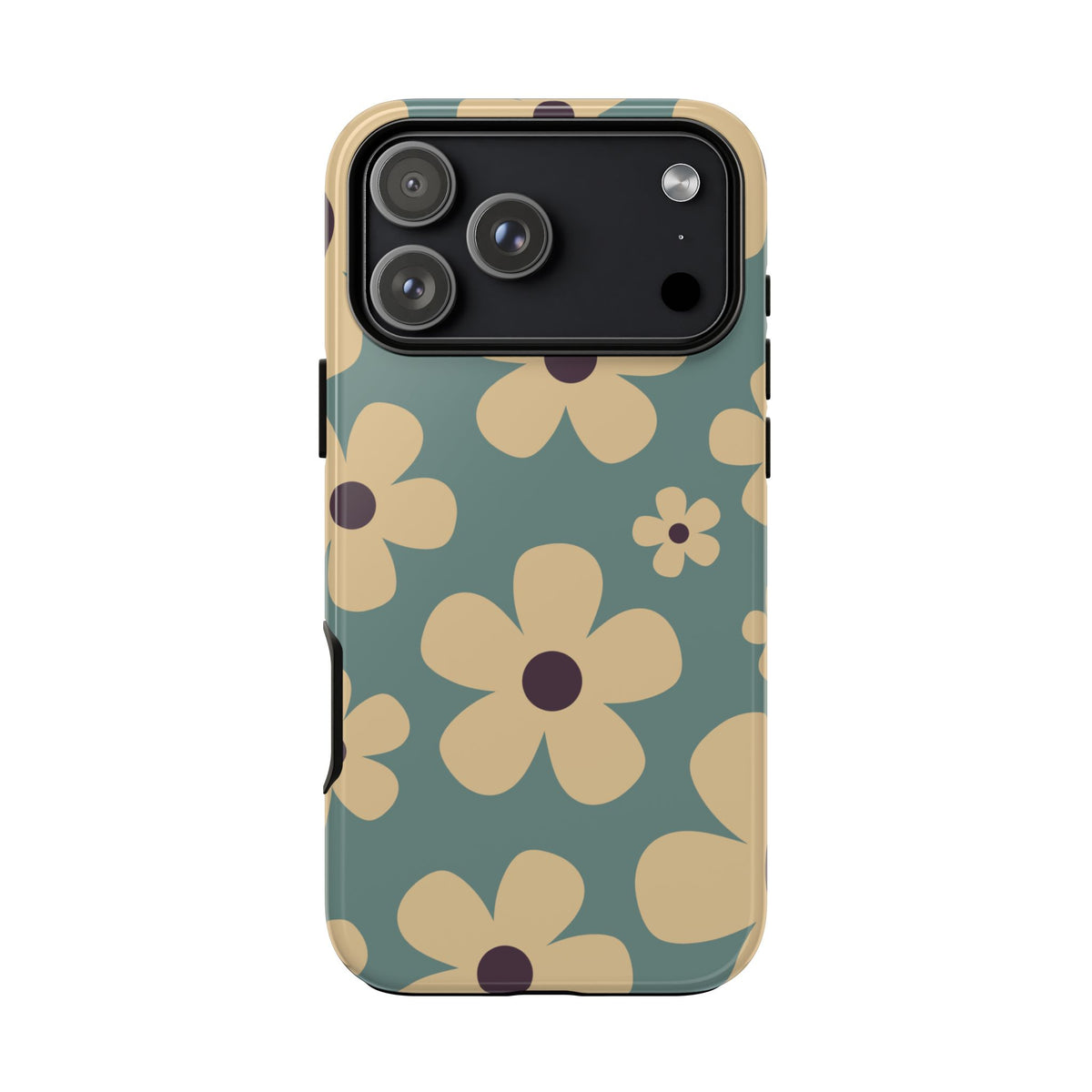 Cute Blue & Cream Daisy Pattern Phone Case - Blue Phone Case - iPhone 17 Pro Max / Glossy
