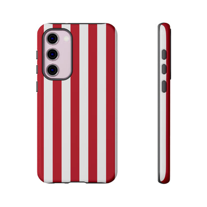Samsung Galaxy S23 Plus / Glossy Phone Case - Simple Dark Pink & White Stripe Pattern Phone Case