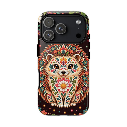 Vibrant Terracotta and Teal Calavera Hedgehog Phone Case - Multicolor Phone Case - iPhone 17 Pro / Glossy