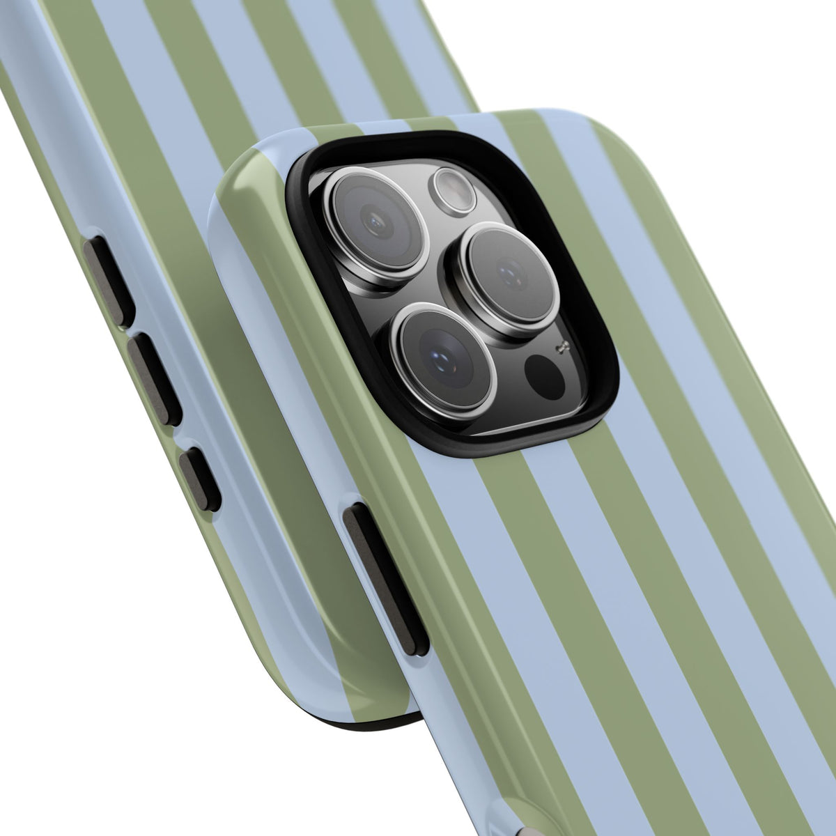 Trendy Ice Blue & Green Stripe Pattern Phone Case - Blue Phone Case