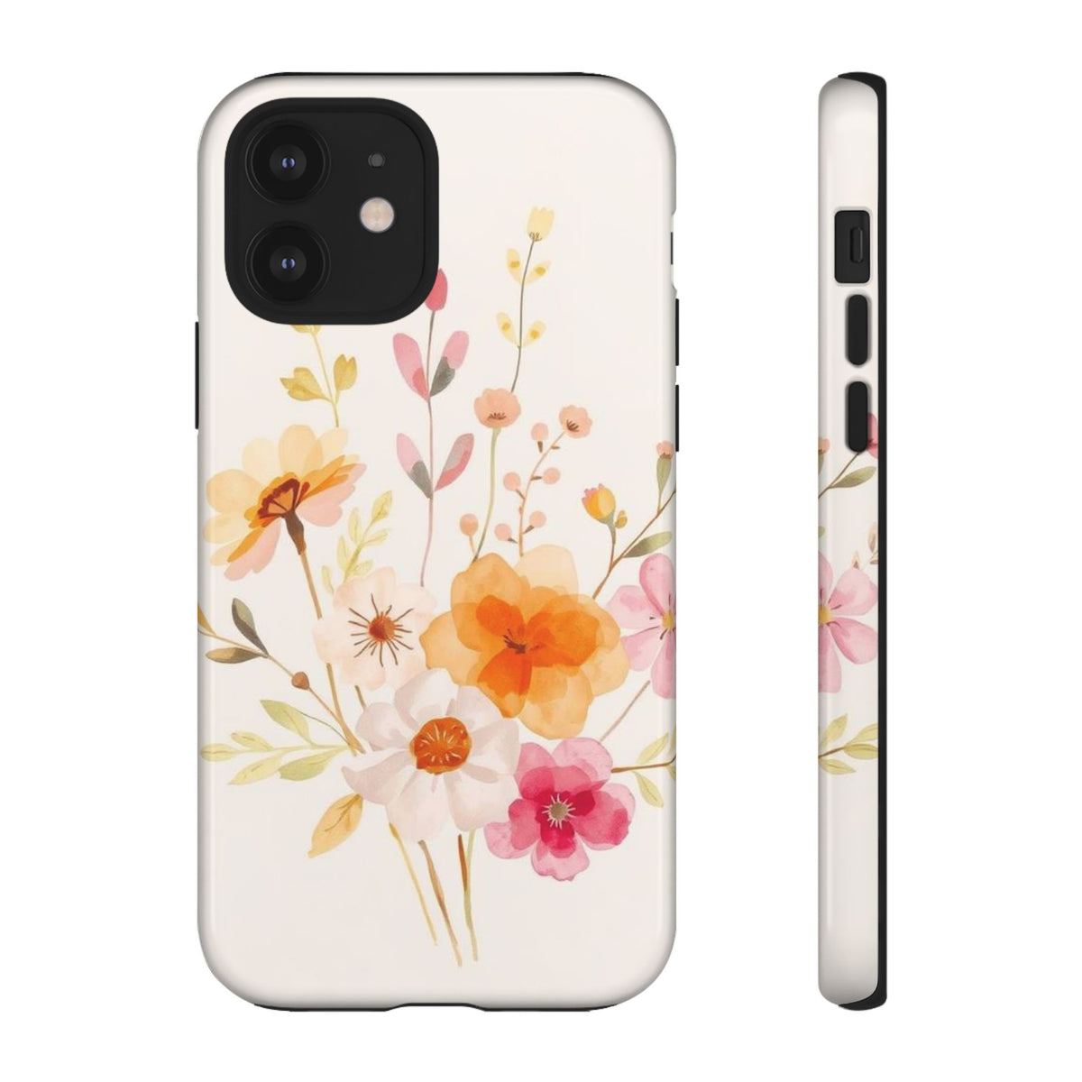 Boho Chic Watercolour Flower Pattern Phone Case - Multicolor Phone Case - iPhone 12 / Glossy
