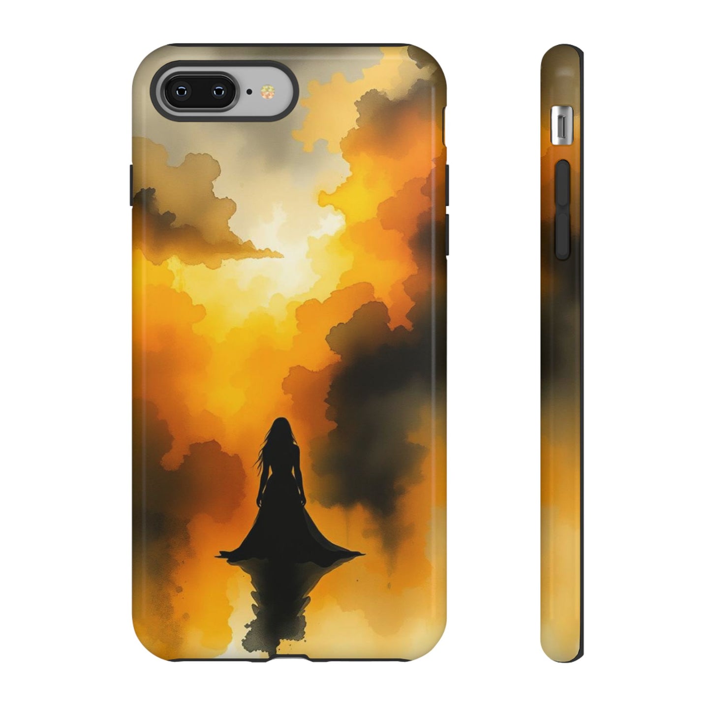 iPhone 8 Plus / Glossy Phone Case - Watercolour Gothic Woman in Black Phone Case