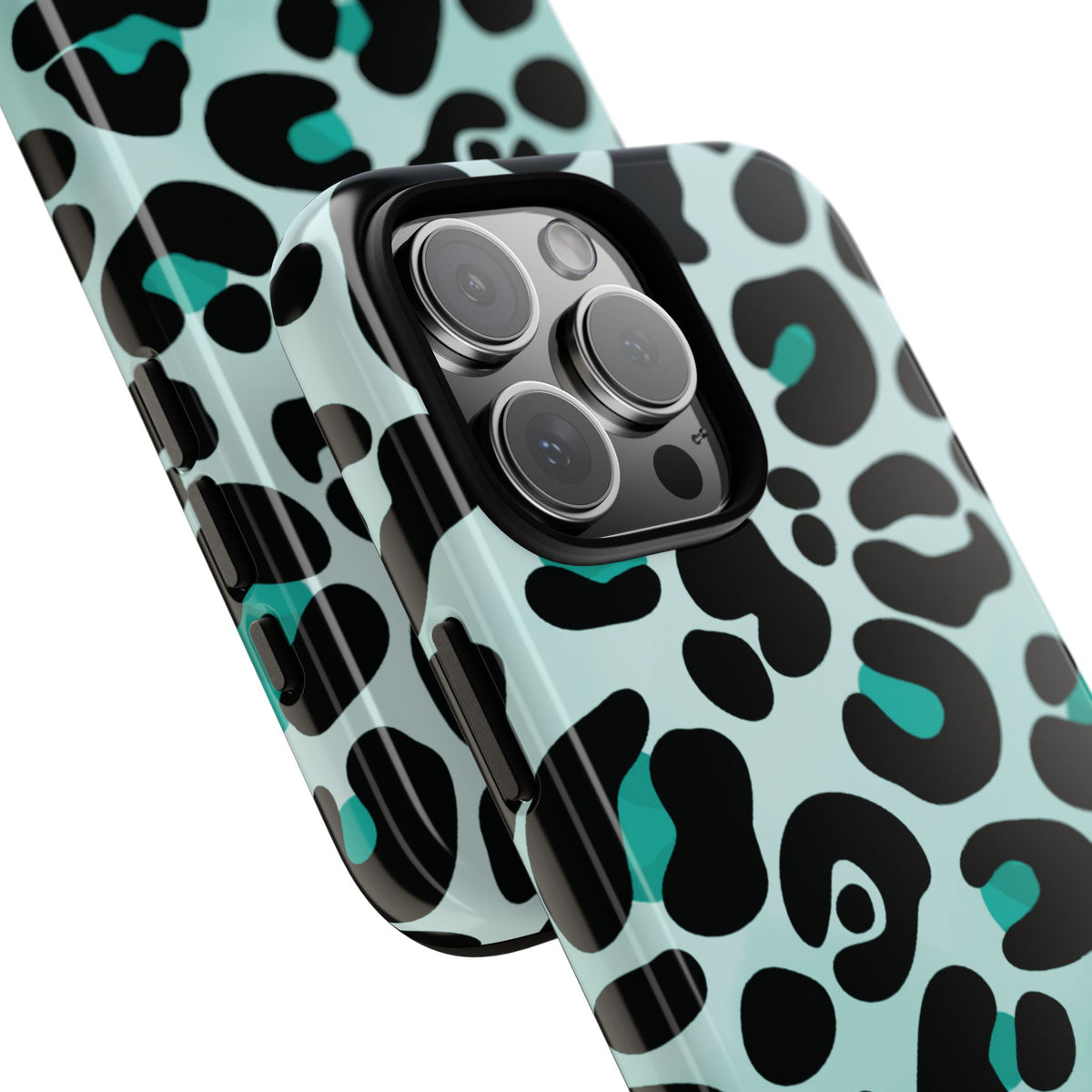 Cool Aqua Leopard Print Phone Case - Pink Phone Case