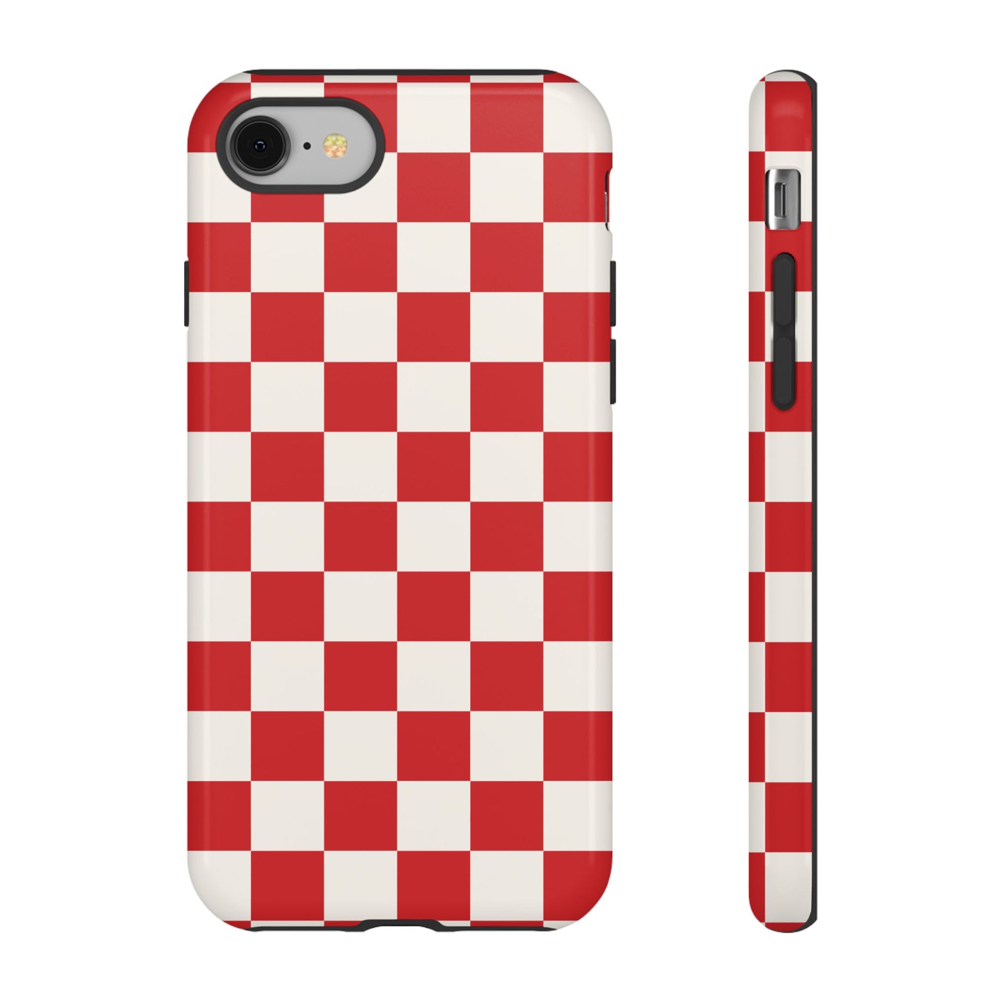 Red Checked Pattern Phone Case - Red Phone Case - iPhone 8 / Glossy