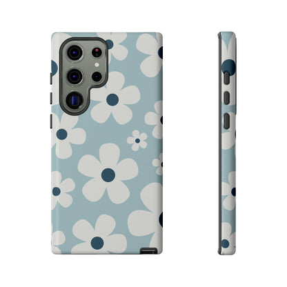 Samsung Galaxy S23 Ultra / Glossy Phone Case - Cute Light Blue Daisy Pattern Phone Case