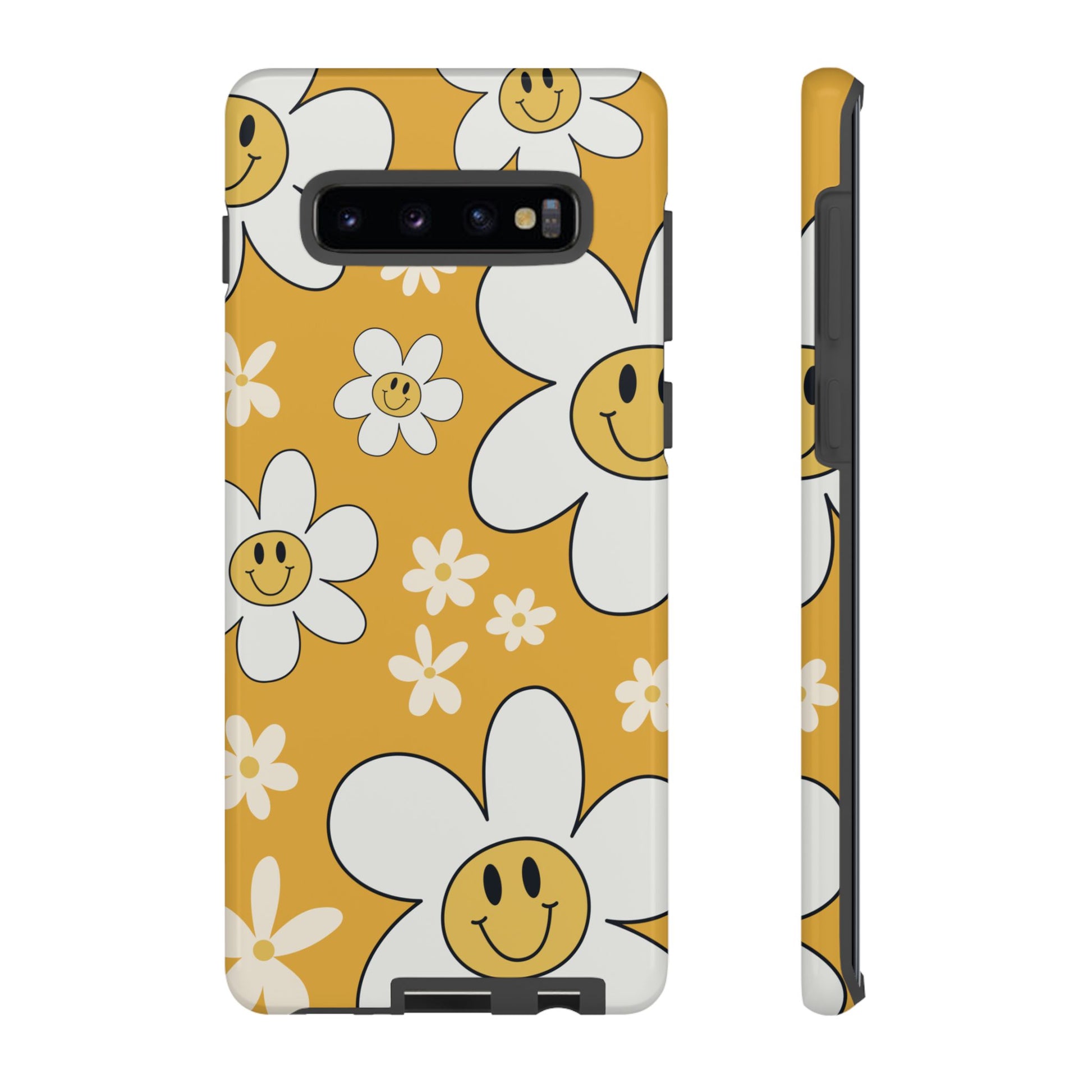 Fun Retro Daisy Pattern with Yellow Background Phone Case - Yellow Phone Case