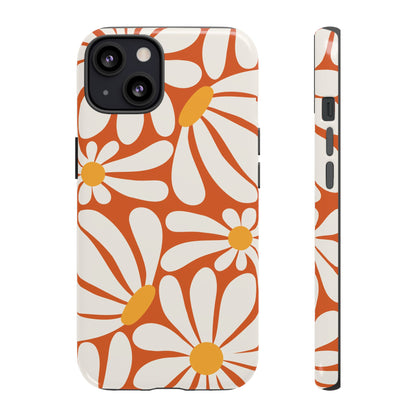 Retro Orange Daisy Pattern Phone Case - Orange Phone Case - iPhone 13 / Glossy