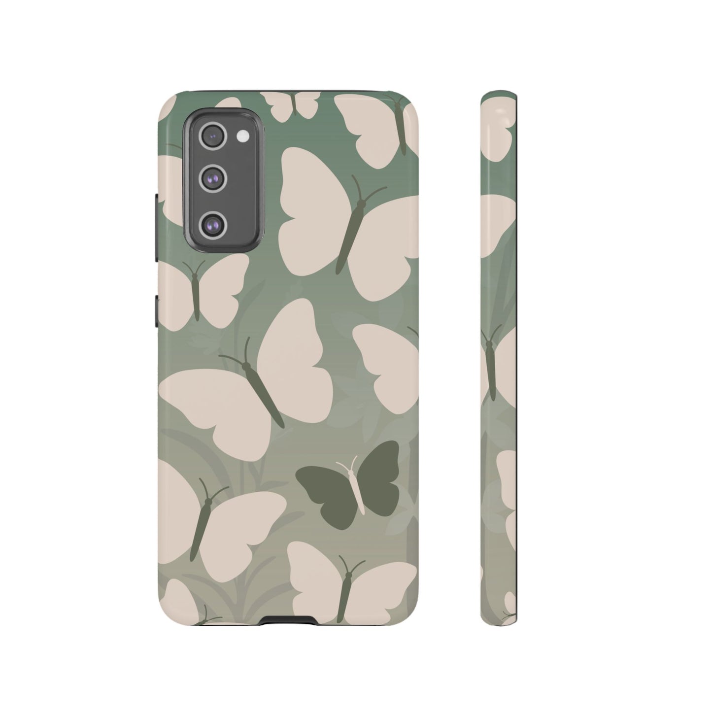 Samsung Galaxy S20 FE / Glossy Phone Case - Minimalist Light Green Butterfly Pattern Phone Case