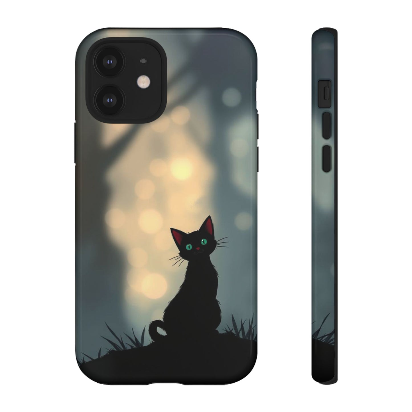 iPhone 12 / Glossy Phone Case - Gothic Cat Design Phone Case
