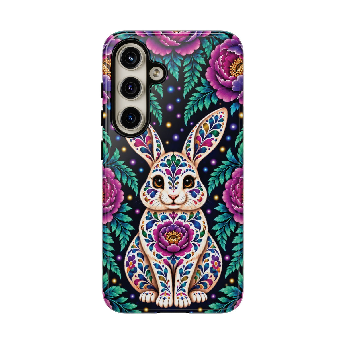 Cute Purple and Teal Calavera Bunny Phone Case - Multicolor Phone Case - Samsung Galaxy S24 / Glossy