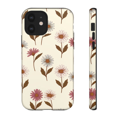 Pretty Cream & Rose Daisy Pattern Phone Case