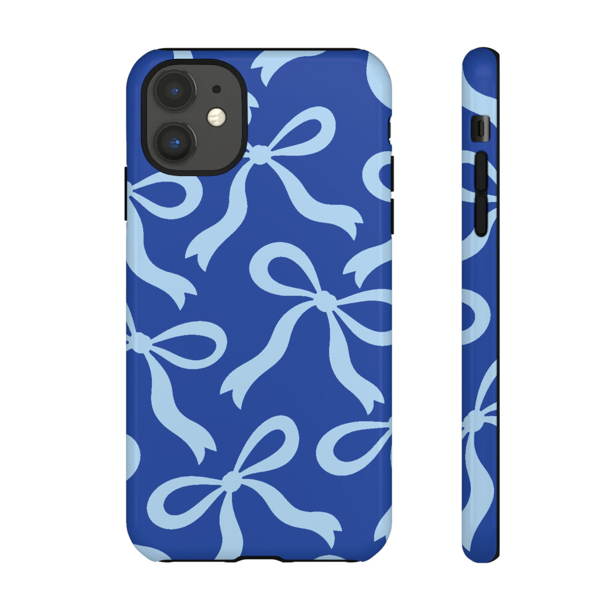 Bold Cobalt Blue and Powder Blue Bow Pattern Phone Case - Blue Phone Case - iPhone 11 / Glossy