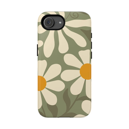 Retro Green Daisy Pattern #2 Phone Case - Green Phone Case - iPhone 17e / Glossy