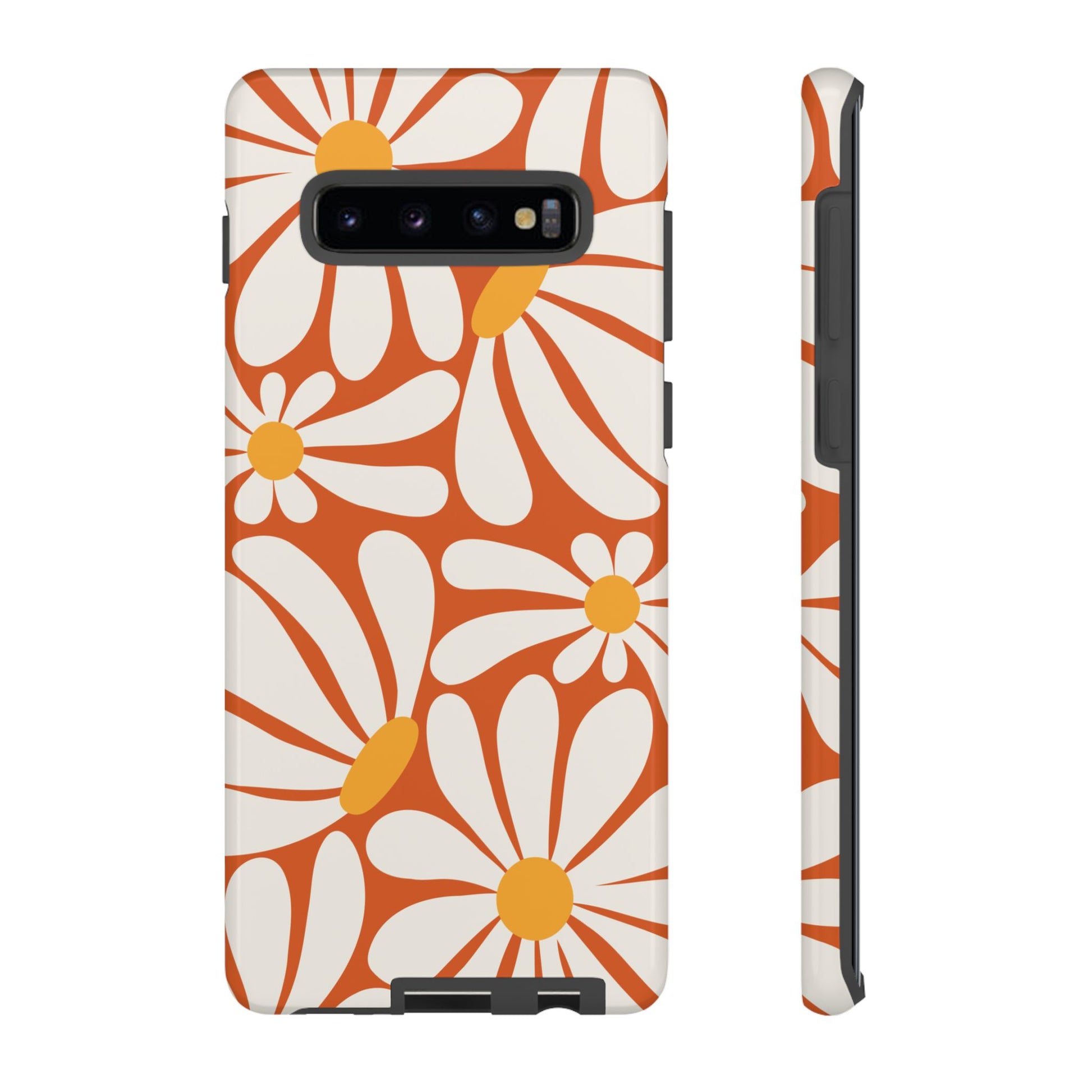 Retro Orange Daisy Pattern Phone Case - Orange Phone Case