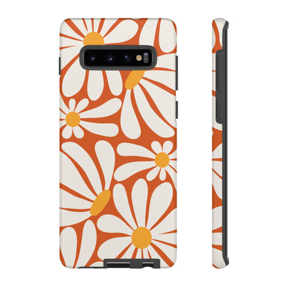 Retro Orange Daisy Pattern Phone Case - Orange Phone Case