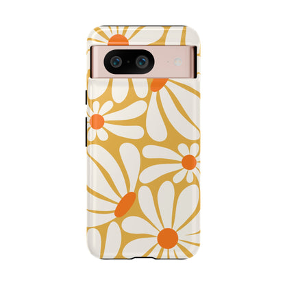 Retro Yellow Daisy Pattern Phone Case - Yellow Phone Case - Google Pixel 8 / Glossy