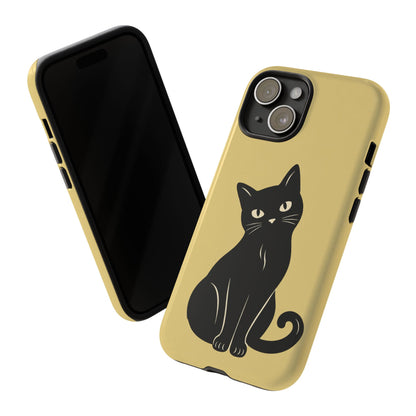 Minimalist Butter Yellow & Black Cat Phone Case
