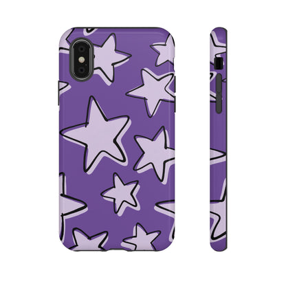 Violet Purple Doodle Star Phone Case