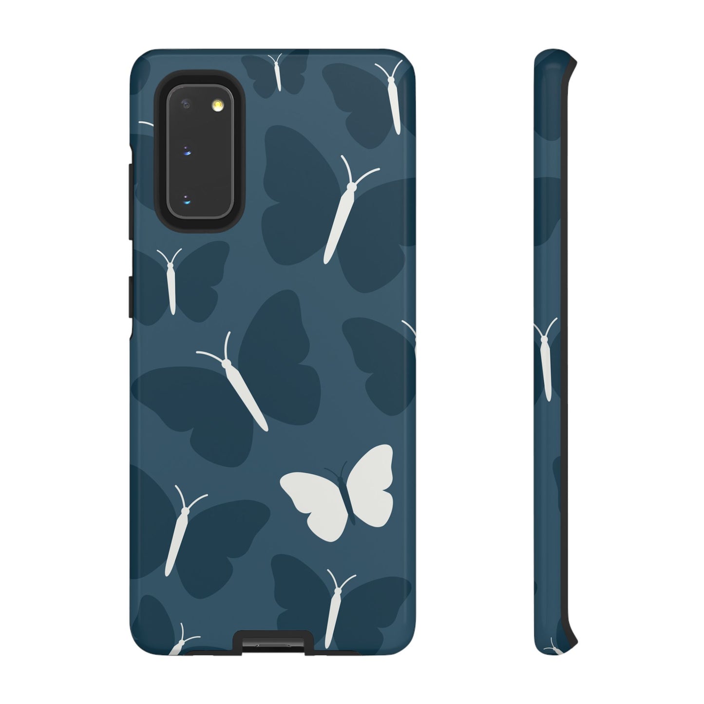 Minimalist Dark Blue Butterfly Pattern Phone Case - Blue Phone Case - Samsung Galaxy S20 / Glossy