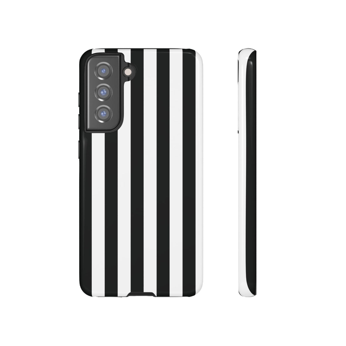 Simple Black & White Stripe Pattern Phone Case - White Phone Case - Samsung Galaxy S21 FE / Glossy