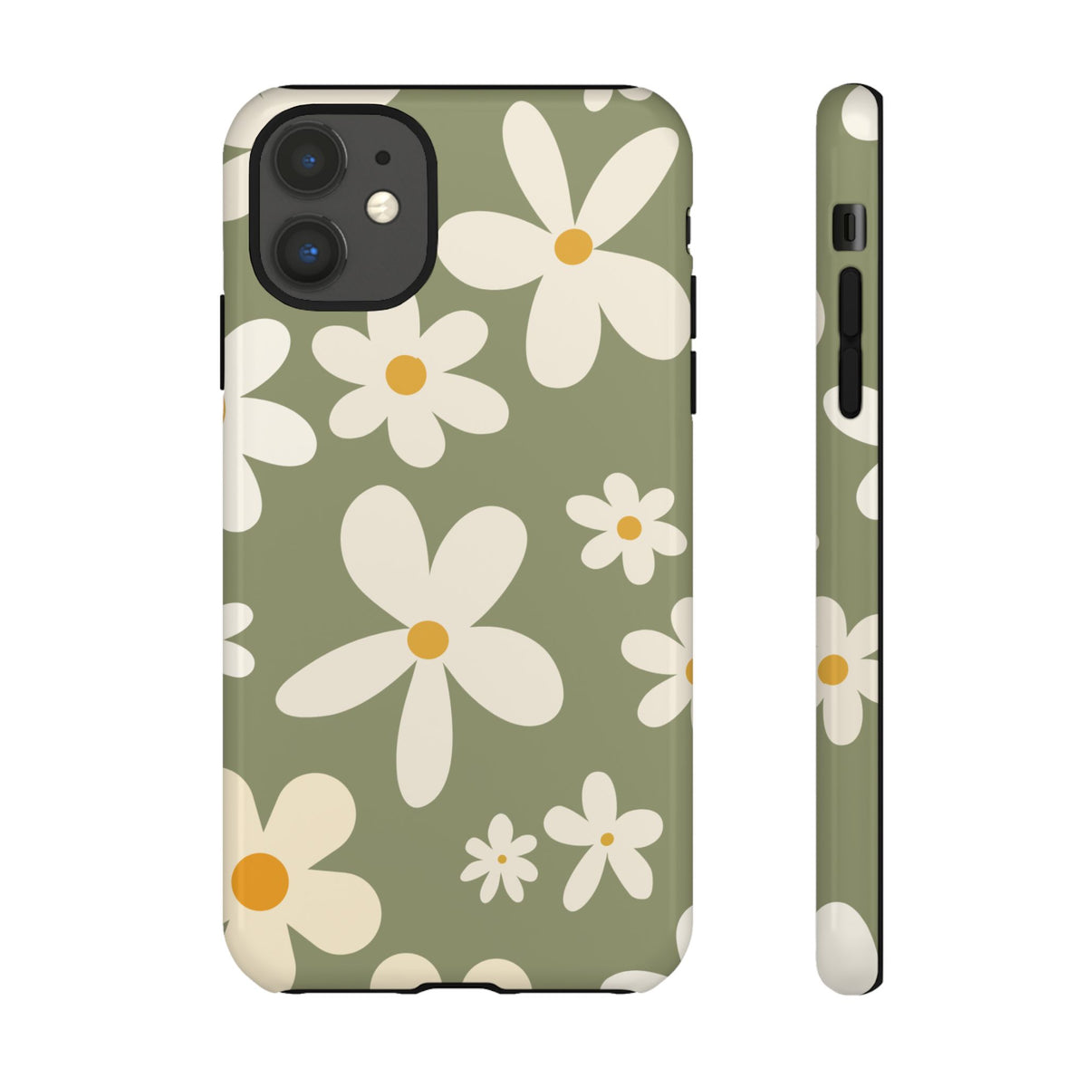 Chic Green Daisy Pattern Phone Case - Green Phone Case - iPhone 11 / Glossy