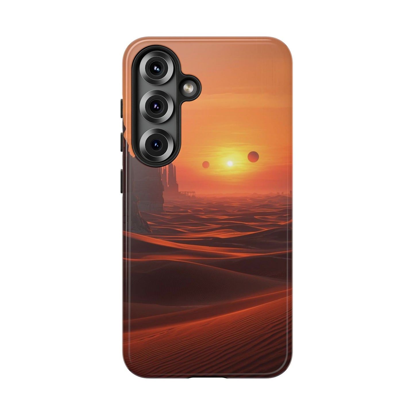 Twin Suns Desert World Sci-fi Phone Case - Orange Phone Case - Samsung Galaxy S25 / Glossy