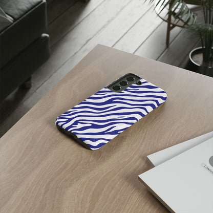 Stylish Electric Blue Zebra Print Phone Case