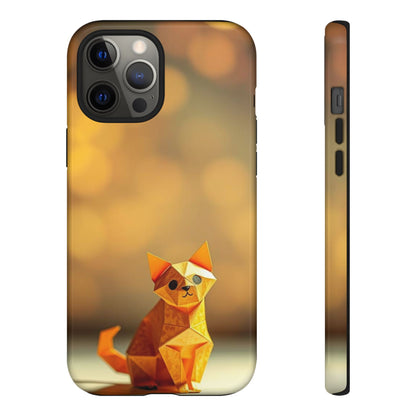iPhone 12 Pro Max / Glossy Phone Case - Origami Cat Design Phone Case