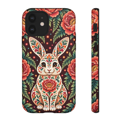 Cute Terracotta and Teal Calavera Bunny Phone Case - Phone Case - iPhone 12 / Glossy