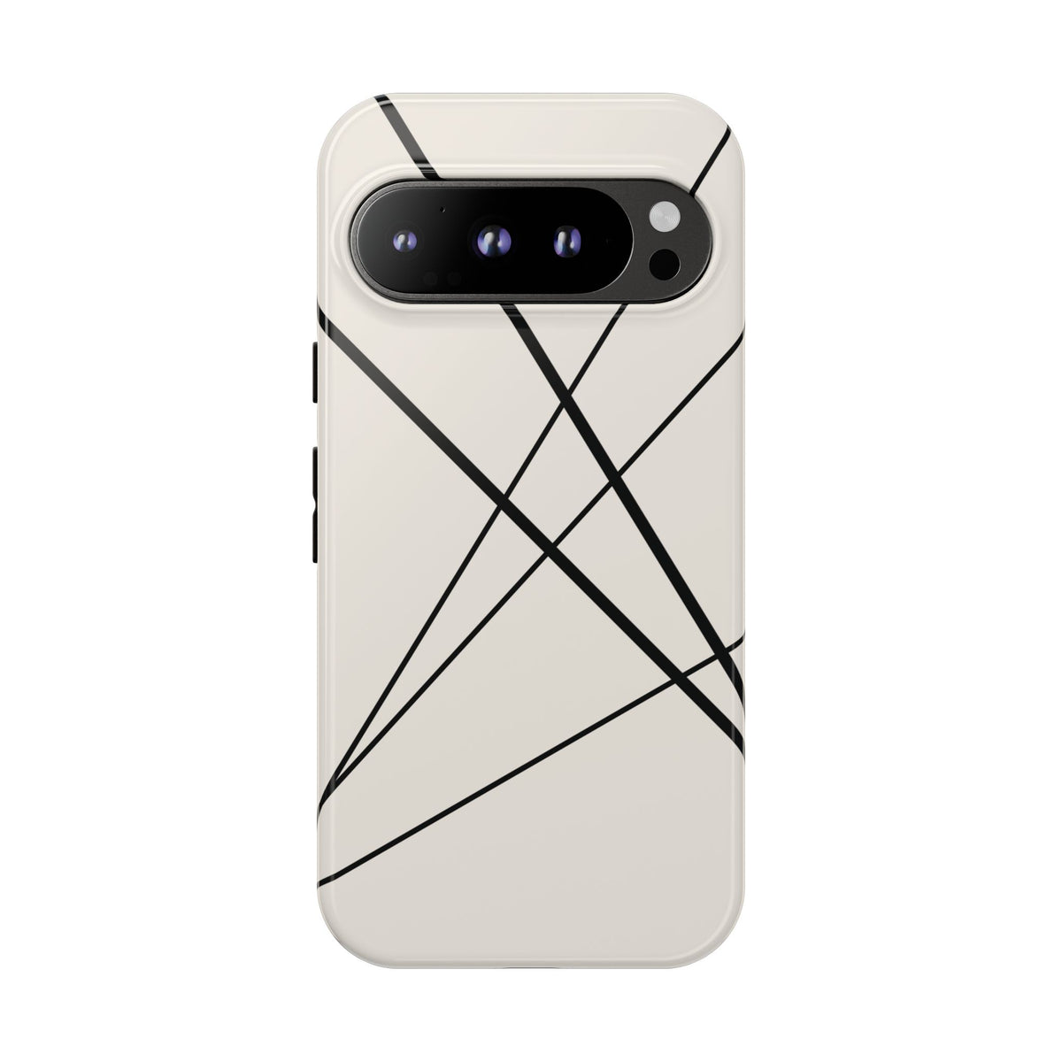 Abstract White with Black Lines Phone Case - White Phone Case - Google Pixel 9 Pro / Glossy