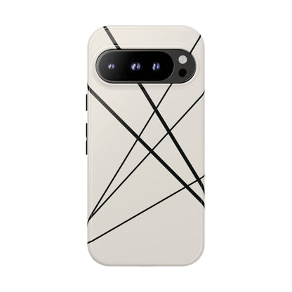 Abstract White with Black Lines Phone Case - White Phone Case - Google Pixel 9 Pro / Glossy