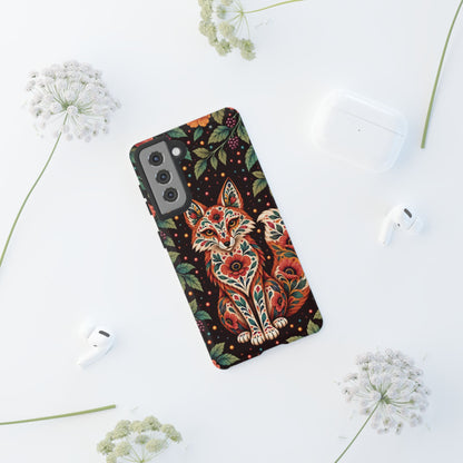 Vibrant Terracotta and Teal Calavera Fox Phone Case - Multicolor Phone Case