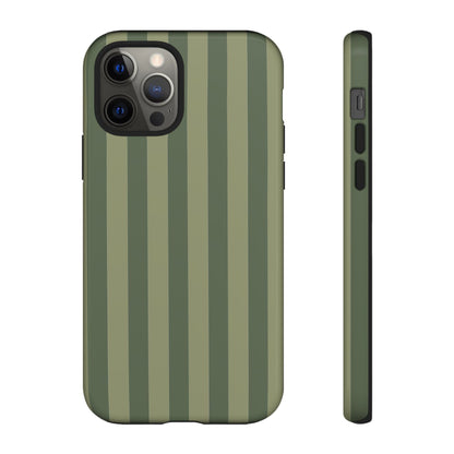 iPhone 12 Pro / Glossy Phone Case - ’Green Stripe Pattern’ Phone Case