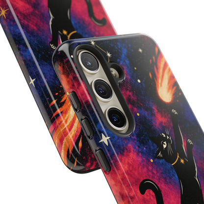 Whimsical Multicolour Celestial Black Cat Phone Case