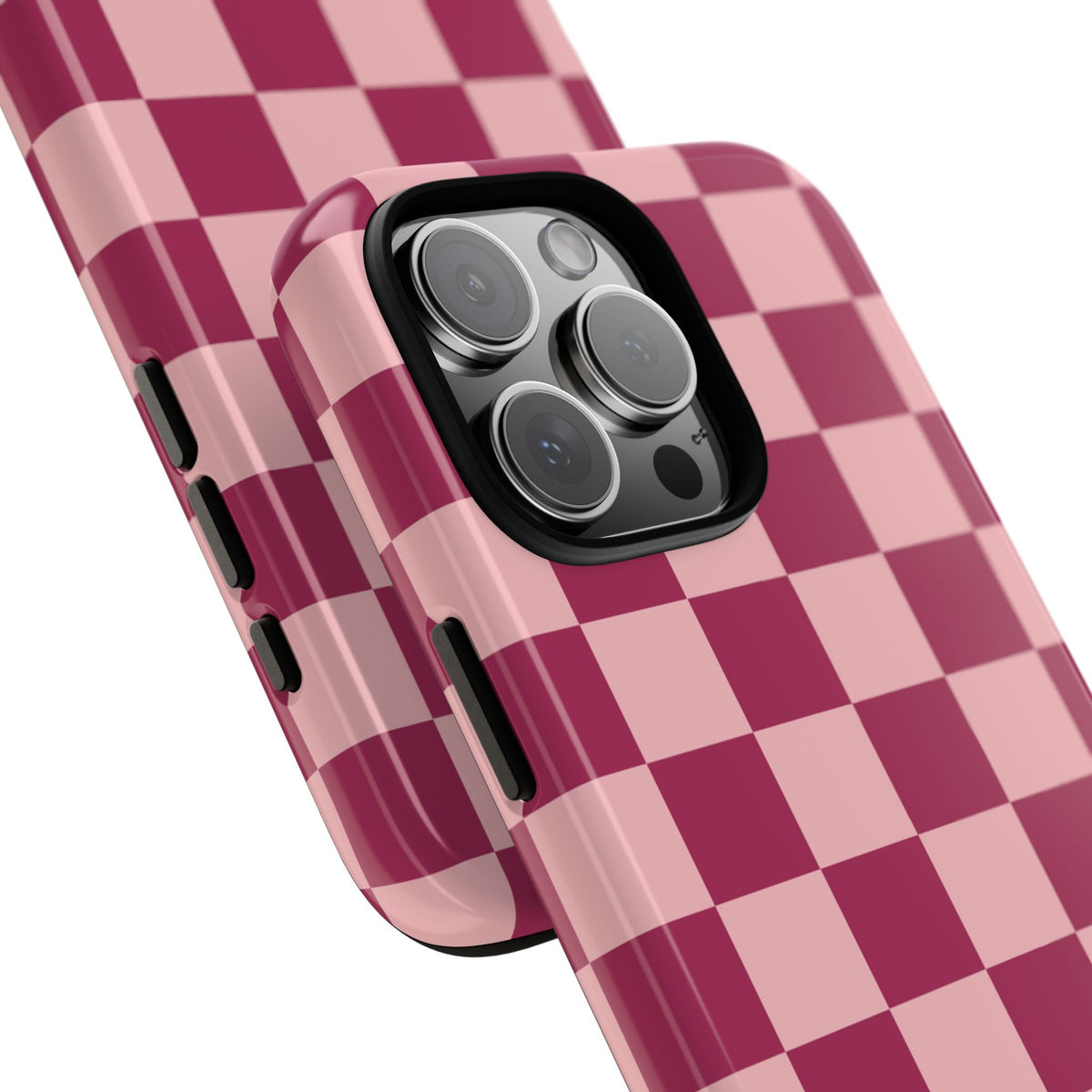 Pink Checked Pattern Phone Case - Pink Phone Case