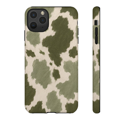 Stylish Olive Green Cow Print Phone Case