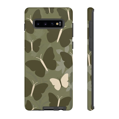 Phone Case - Minimalist Olive Green Butterfly Pattern Phone Case