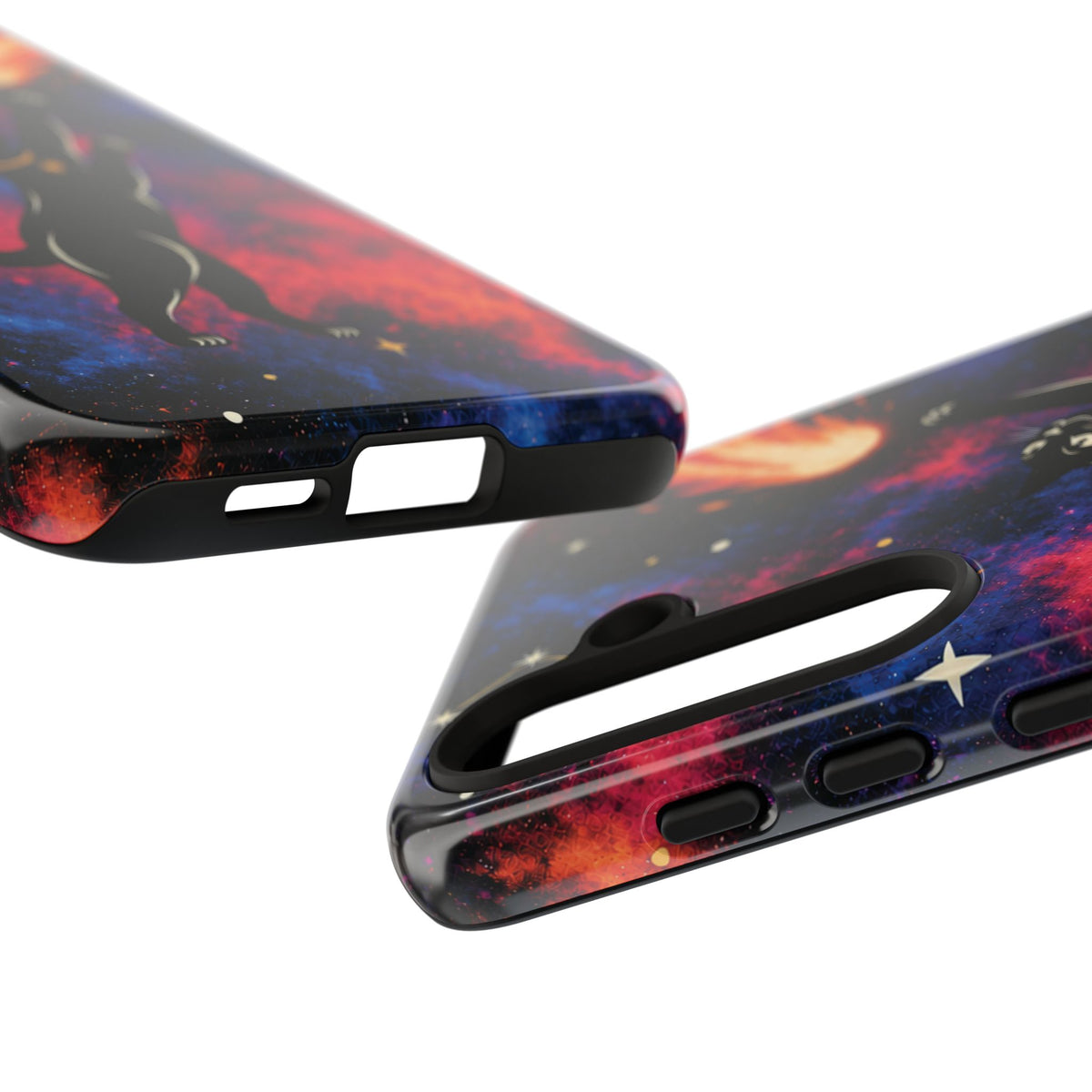 Whimsical Multicolour Celestial Black Cat Phone Case