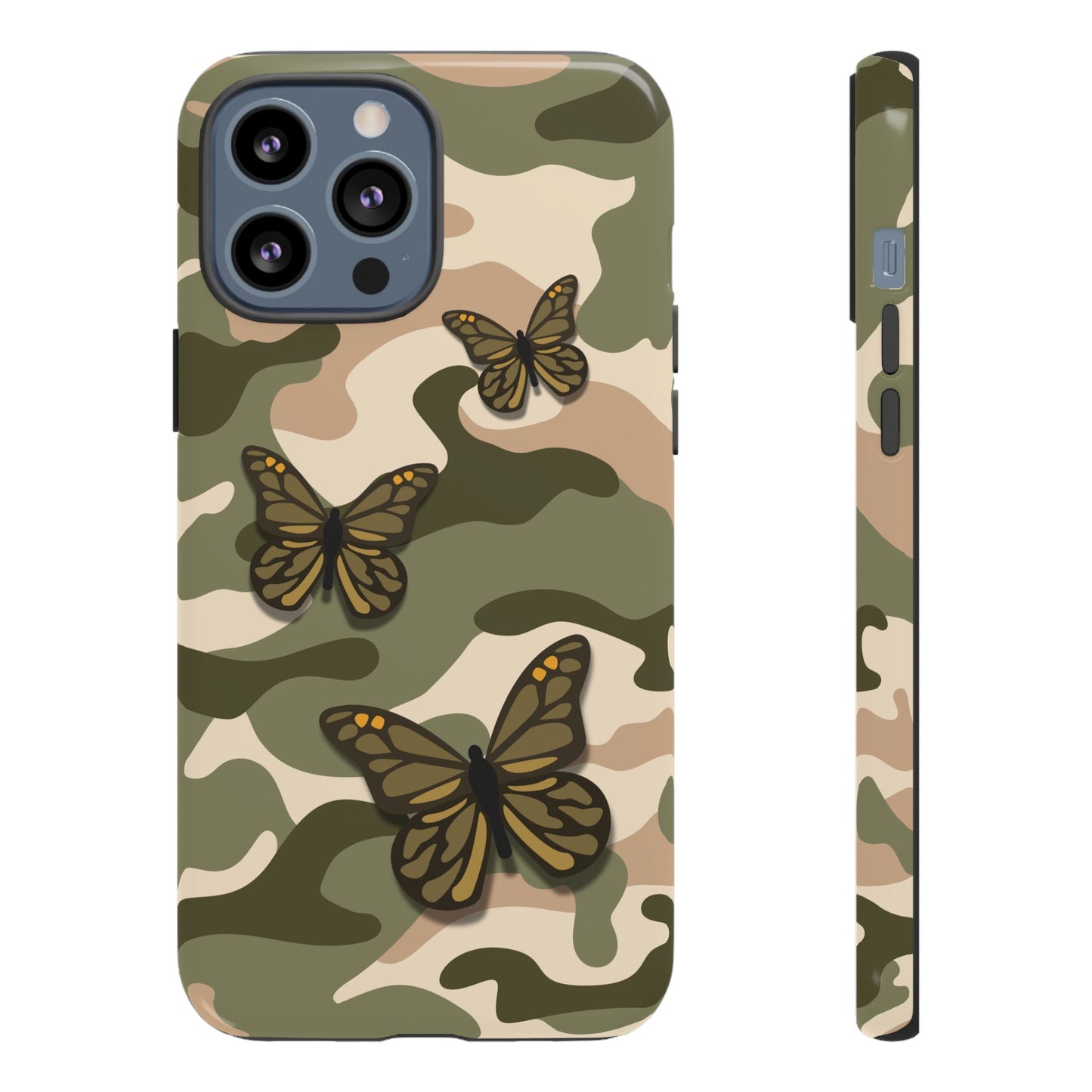 iPhone 13 Pro Max / Glossy Phone Case - Green Butterfly Camo Phone Case