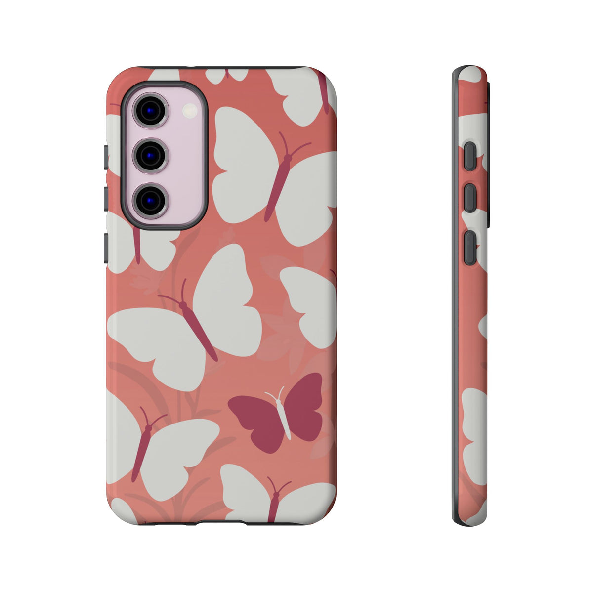 Minimalist Pink Butterfly Pattern Phone Case - Pink Phone Case - Samsung Galaxy S23 Plus / Glossy
