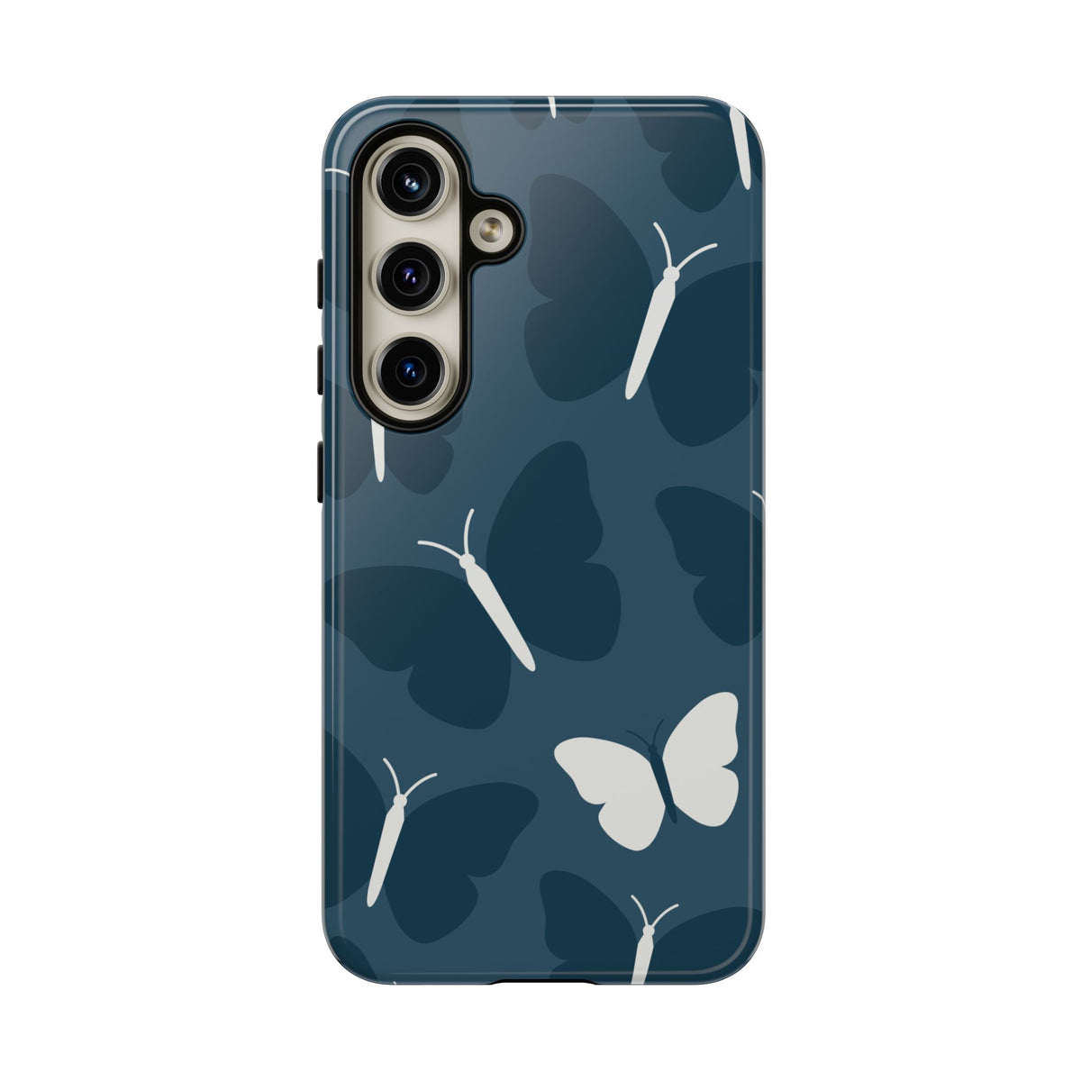 Minimalist Dark Blue Butterfly Pattern Phone Case - Blue Phone Case - Samsung Galaxy S24 / Glossy